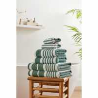 6 Piece Stripe Silver Towel Bale Sage Хавлиени кърпи