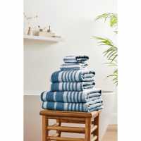 6 Piece Stripe Silver Towel Bale Denim Хавлиени кърпи
