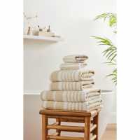6 Piece Stripe Silver Towel Bale Natural Хавлиени кърпи
