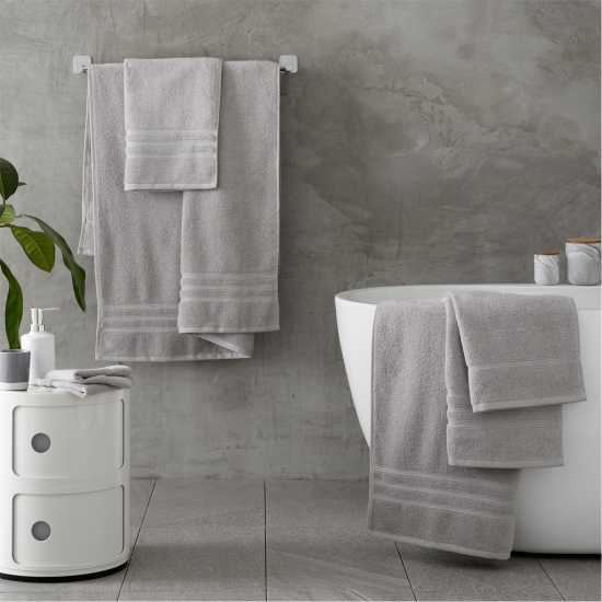 Biba 450Gsm Cotton Zero Twist Quick Dry Towel Silver 