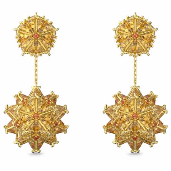 Swarovski Curiosa Drop Earrings, Geometric Cut, Orange, Gold-Tone Plated  