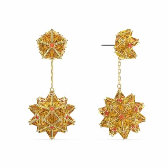 Swarovski Curiosa Drop Earrings, Geometric Cut, Orange, Gold-Tone Plated  