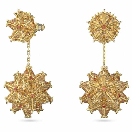 Swarovski Curiosa Drop Earrings, Geometric Cut, Orange, Gold-Tone Plated  