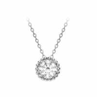 9Ct White Gold Halo Necklace