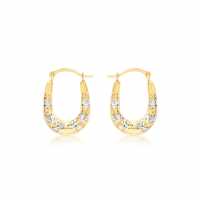 9Ct Gold 2-Colour Mini Patterned Hoops