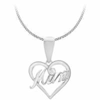 Sterling Silver Cut-out 'mum' Heart Necklace