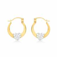 9Ct Gold Mini Crystalique Heart Hoops