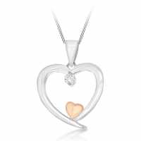 Sterling Silver Open 2Heart Necklace