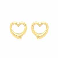 9Ct Gold Heart Stud Earrings  Бижутерия