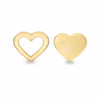 9Ct Gold Cutout-Heart & Heart Studs  Бижутерия