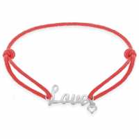 Sterling Silver Red Cord 'love' Charm Bracelet