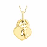 9Ct Gold Padlock & Key Necklace  Бижутерия