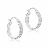 9Ct White Gold Stardust Hoops