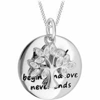 Sterling Silver Family Tree Cz Necklace