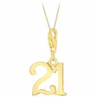 Sterling Silver Gold Plated '21' Charm Necklace