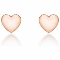 Sterling Silver Rose Plated Heart Studs