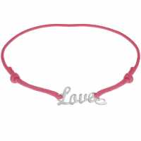 Sterling Silver Pink Cord 'love' Charm Bracelet  Бижутерия
