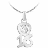 Sterling Silver Cz '16' Necklace