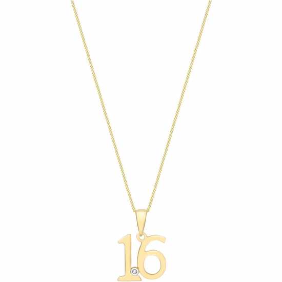 9ct Gold Diamond '16' Necklace  Подаръци и играчки