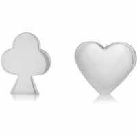 Sterling Silver 'heart' And 'club' Studs