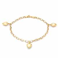 9Ct Gold 3-Heart Oval Belcher Chain Bracelet  Бижутерия