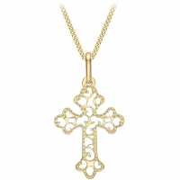9Ct Gold Small Filigree Cross Necklace  Подаръци и играчки
