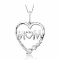 Sterling Silver Cz 'mum' Heart Necklace