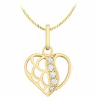 9Ct Gold Cz Open Heart Necklace