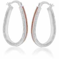 Sterling Silver Rose Stardust Oval Hoops  Подаръци и играчки