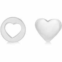 Sterling Silver Heart & Cut-Out Heart Studs  Бижутерия