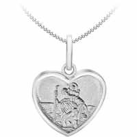 Sterling Silver St Christopher's Heart Necklace