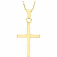 9Ct Gold Plain Cross Necklace  Бижутерия