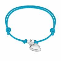 Sterling Silver Blue Cord Heart Charm Bracelet