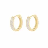Sterling Silver Gold Plated Cz Band Hoops