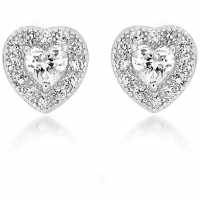 Sterling Silver Cz Heart Earrings
