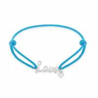 Sterling Silver Blue Cord 'love' Charm Bracelet