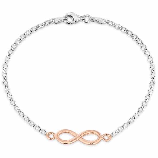 Sterling Silver Rose Plated Infinity Bracelet  Бижутерия
