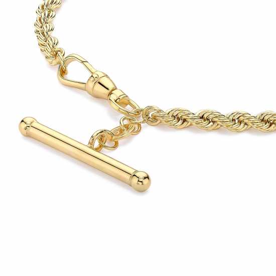 9Ct Gold T-Bar Rope Chain Bracelet  Бижутерия