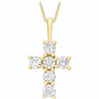 9Ct Gold Cz Cross Necklace