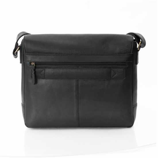 Пощальонска Чанта Rica Large Black Leather Messenger Bag