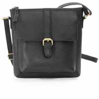 Rica Black Leather Crossbody Bag With Buckle