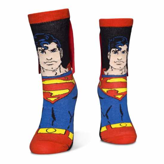 Spiderman Superman Man Of Steel With Cape Novelty Socks