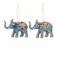 Resin/jewel Hanging Ornament - Set Of 2 Elephant Коледна украса