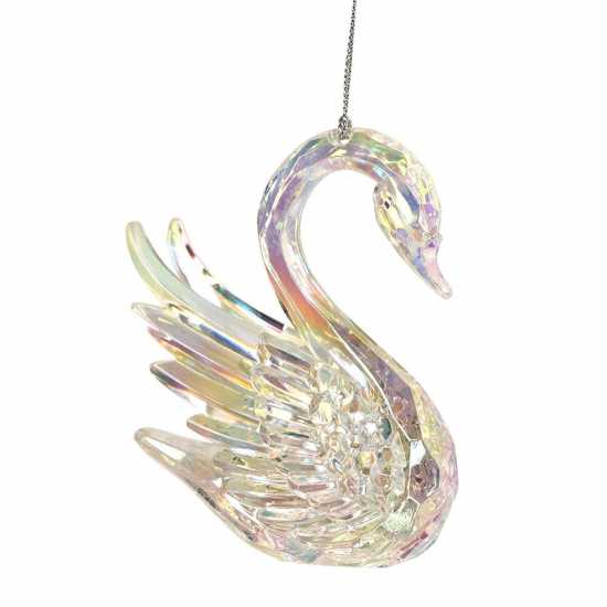 Rainbow Iridescent Acrylic Swan Decoration  Коледна украса