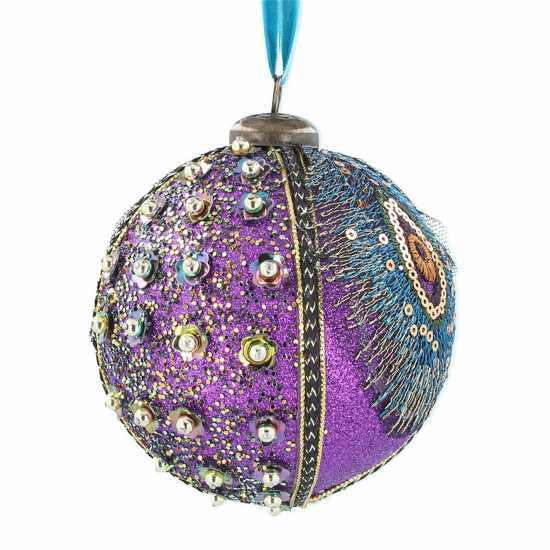 Peacock Purple Glitter/braid Sequin Bauble  Коледна украса