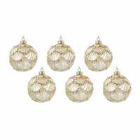 Matt Gold Glass Bauble With Gold Bead Swags