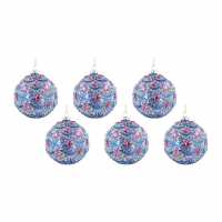 Matt Blue Glass Bauble With Multi Jewel Swags