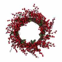 Large Red Berry/leaf Wreath  Коледна украса