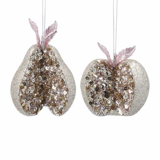Gold Glitter/sequin Sliced Pear/apple Decoration  Коледна украса