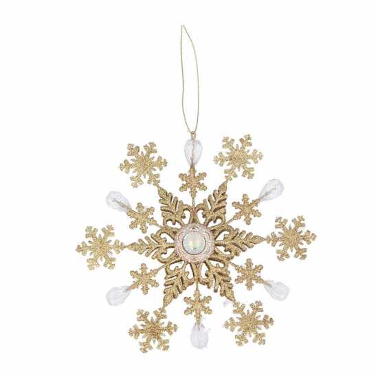 Gold Glitter Metal/pearl Snowflake Decoration  Коледна украса